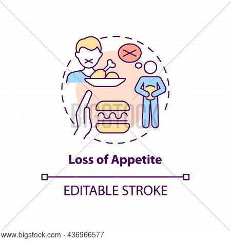 Appetite Loss Concept Icon. Pneumonia Symptom Abstract Idea Thin Line Illustration. Stomach Disorder