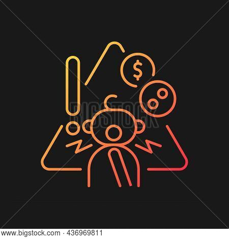 No Access To Coins, Buttons And Safety Pins Gradient Vector Icon For Dark Theme. Child Safety At Hom