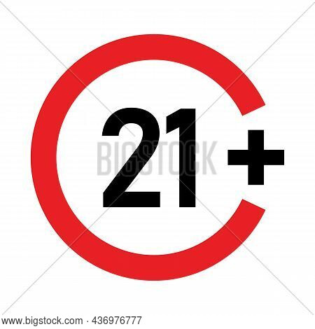 21 Plus Sign. Twenty One. For Adults Only. Age Restrictions, Censorship. Icon For Content, Movies, A