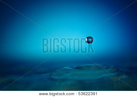 One blue water drop