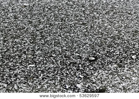 Thin Ice With Snowflakes. Natural Horizontal Background