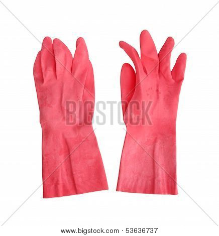 Household Protective Rubber Gloves Isolated On White Background