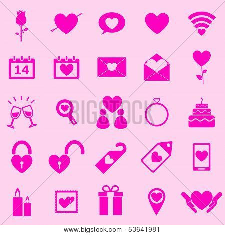 Valentine's Day Pink Icons On Light Background