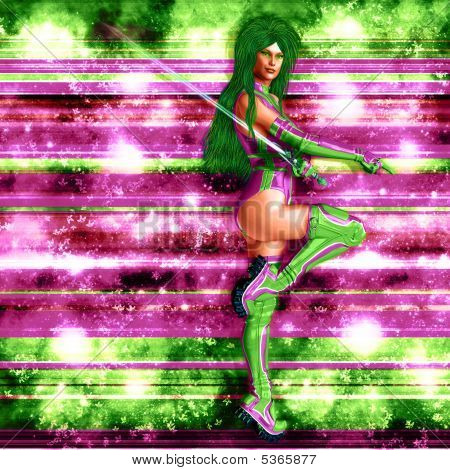 Bold weibliche Sci Fi warrior