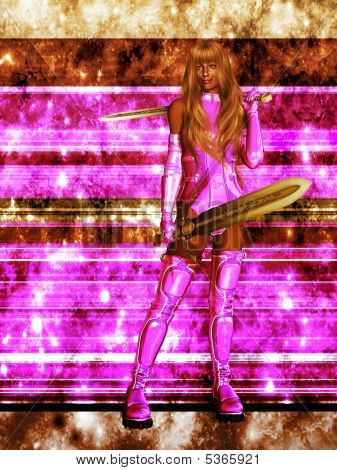 selbstsicher weiblich Sci Fi warrior