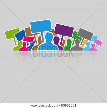 Silhouette Group Of Demonstrators