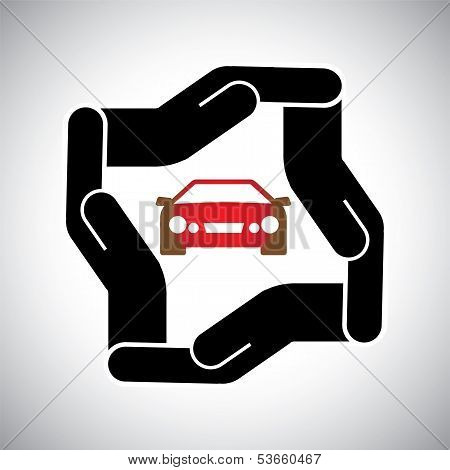 Protection Or Safety Of Car Or Automobile Concept Vector