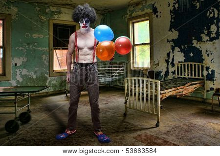 Scary Evil Clown Inside Condemned Room With Hospital Bed