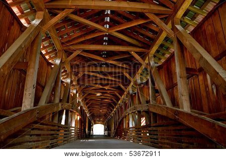 Inside a covered bridge of Indiana