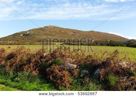 Fields and hills Cornwall countryside Zennor near St Ives England UK