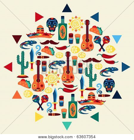 Ethnic mexican background design in native style.