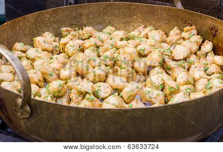 Thot Man, Deep Frying Fish Cake, Thai Cuisine.