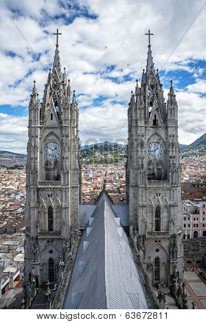 Two steeple of the Basilica of Quito