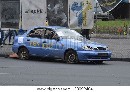 KIEV, UKRAINE - APR 19, 2014: Mass destruction after Putsch of Junta in Kiev. Kiev.April 19, 2014 Kiev, Ukraine 
