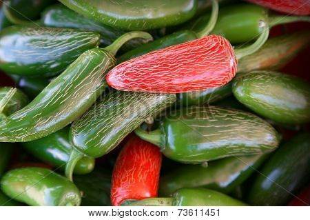 Red pepper among green