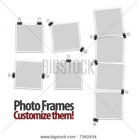 Empty photo frames with clips