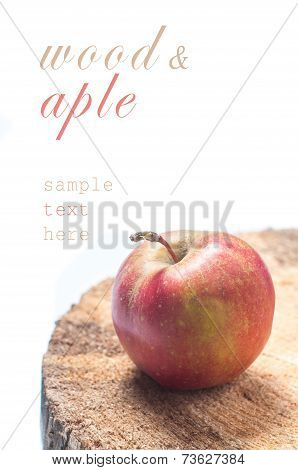 Red apples in wooden box. Copyspace