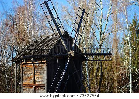 old wooden windmill