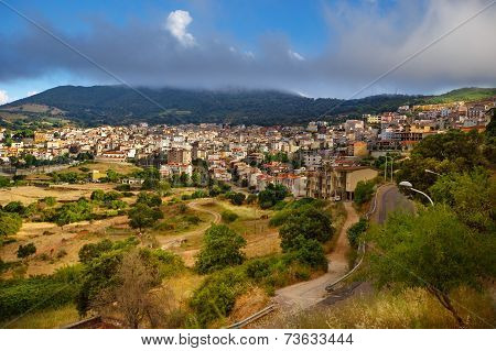 Aerial panorama view of Orgosolo, Sardinia, Italy