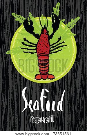Sea Food Design Card With Lobster