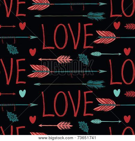 Love Background With Arrows And Hearts