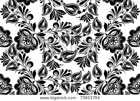 Vector floral background. Russian traditional ornament Hohloma.