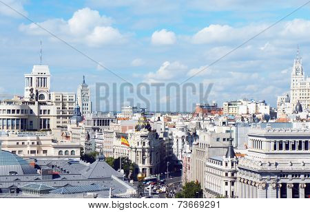 Madrid skyline view from Cybele Palace, Spain
