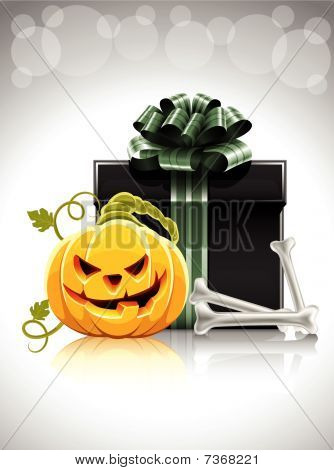 tête de citrouille avec OS et cadeau pour halloween