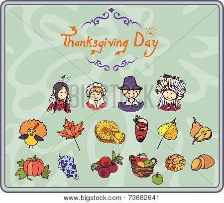 Thanksgiving simple Color Icons