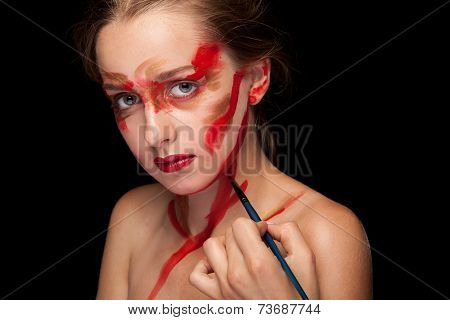 Girl Getting Her Stage Make Up Done