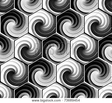 Design Seamless Monochrome Hexagon Geometric Pattern