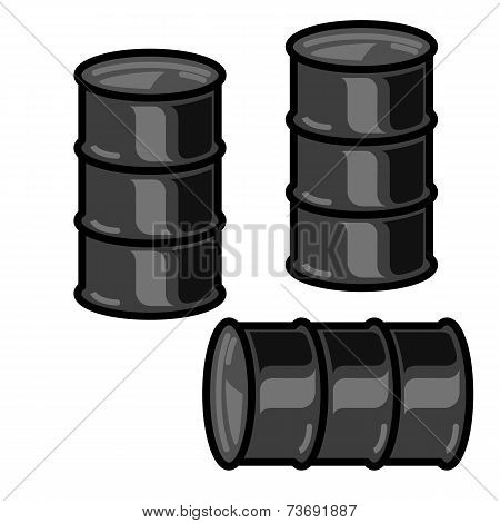 Silhouettes  metal barrels  for oil on white background. Vector