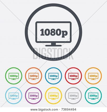 Full hd widescreen tv. 1080p symbol.