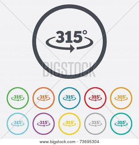 Angle 315 degrees sign icon. Geometry math symbol