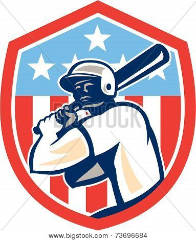 American Baseball Batter Hitter Shield Retro