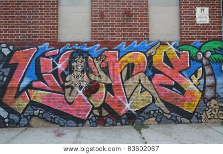 Graffiti art at East Williamsburg in Brooklyn
