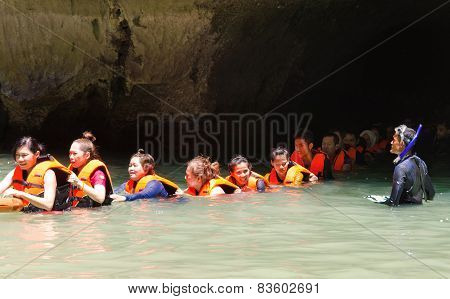 Trang, Thailand - June 11: Emerald Cave Or Morakot Cave On June 11, 2014. It Is Famous Cave In Mook