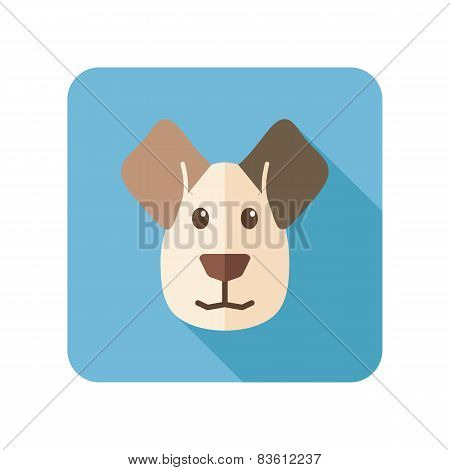 Dog Flat Icon With Long Shadow