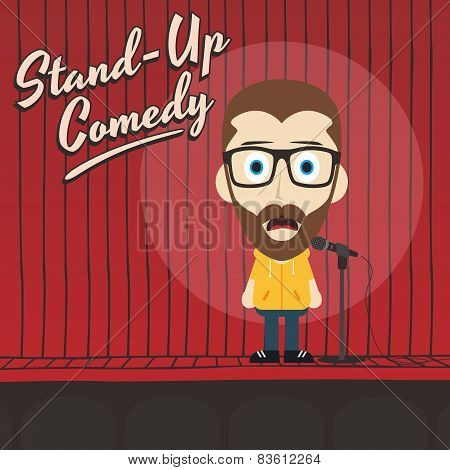 hilarious guy stand up comedian cartoon