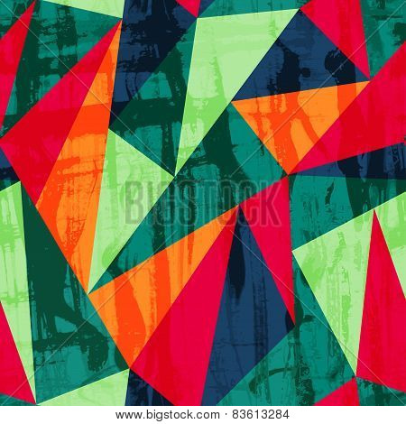 Grunge Triangle Seamless Pattern With Blob Effect