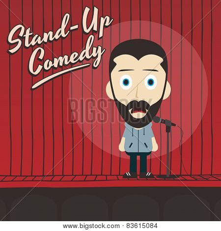 hilarious guy stand up comedian cartoon
