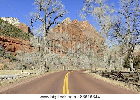 Red rock and canyon landscape in Zion National Park, Utah