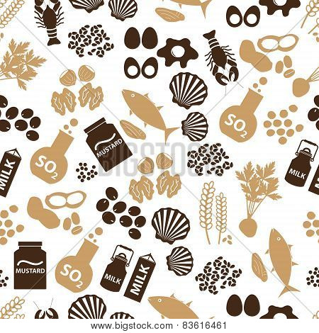 Set Of Food Allergens For Restaurants Seamless Pattern Eps10