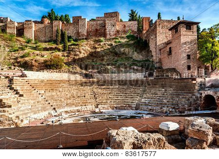 The Roman Theatre In Malaga. Andalusia, Spain