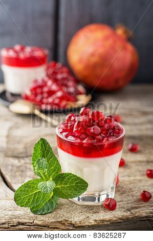 pannacotta  with pomegranate jelly