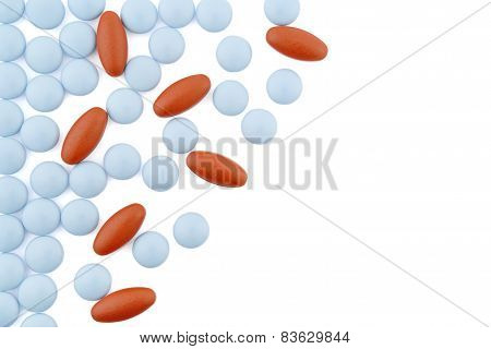 arrangement of red and blue pills
