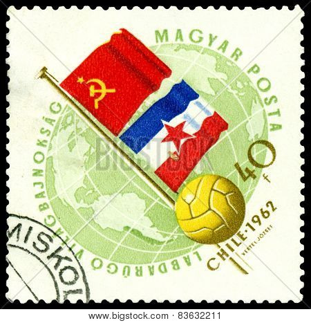 Vintage  Postage Stamp. World  Football Cup In Chile