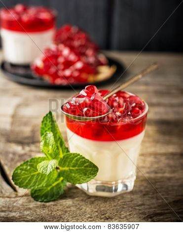 pannacotta  with pomegranate jelly