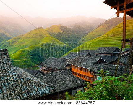 Rice terraces and traditional village