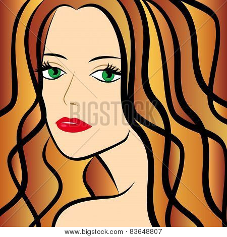 Abstract Female With Chestnut Hair Half Turn
